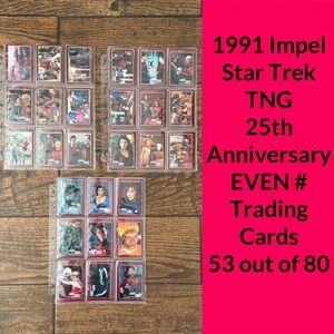 1991 Impel Star Trek 25th Anniversary 53 EVEN # TNG Collector Cards (Out of 80)